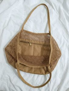 beach vacation huge spacious Mesh woven Tote Bag