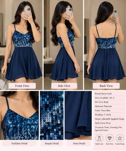 Sparkly Sequin Navy Blue Party Dress
