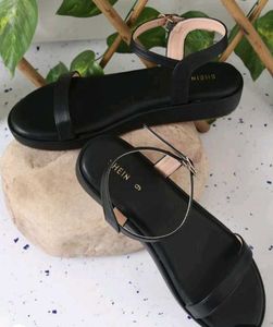 Women Buckle Fastening Open Toe Slingback Fl