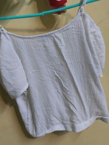 White Cold Shoulder Broderie Top