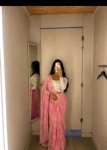 Elegant Pink Floral Saree