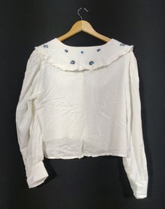 Floral Embroidered Peter Pan Collar Blouse