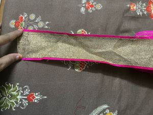 Vibrant Pink &amp; Gold Border lace