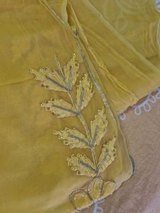 Pastel Yellow Gotta Patti Work Heavy Saree ❤️