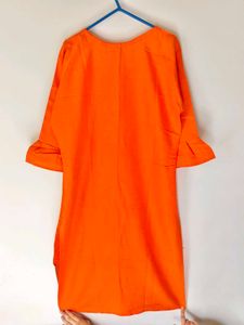 Orange Printed Kurti