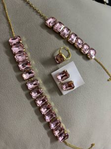 Elegant Pink Crystal Jewellery Set