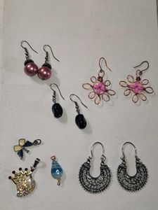 Earring Bundle: Pink Pearls & Black Stones