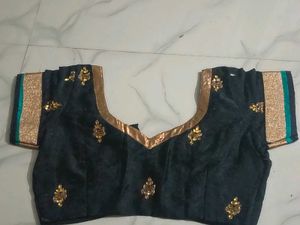 GentlyUsed Elegant Black SilkBlouse withGoldTrim-