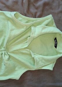 Light Green Ruched Collared Top
