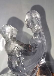 Royal Crystal Mother&amp;Child Statue with Ring Holder