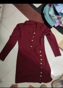 Two Blue And Maroon Red Bodycon Dress Combo