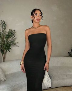 Elegant Black Bodycon Maxi Dress
