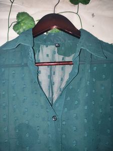 Green Sheer Dotted Blouse