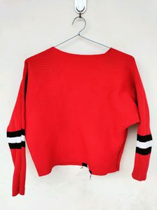 X-M Black/White Stripes Red Sweater