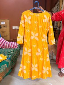 Yellow Floral Print Kurta Set
