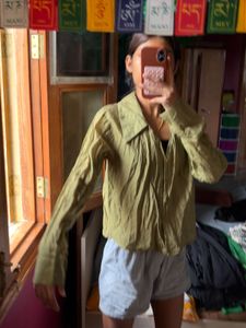 Stylish Olive Green Collared Shirt