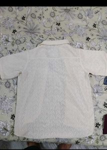 Cream Lace Short Sleeve Shirt