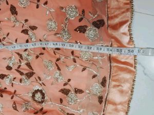 Peach Embroidered Anarkali Gown with Dupatta