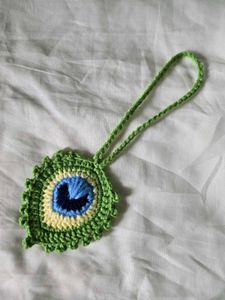 Handmade Peacock Feather Crochet Pendant