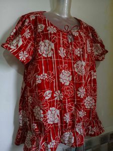 Stylish Red Floral Print Top Size 40 to 42 inches