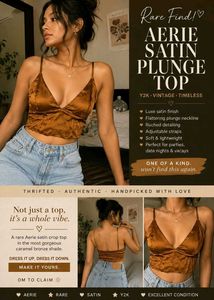 Aerie Satin Plunge Top - Copper Bronze