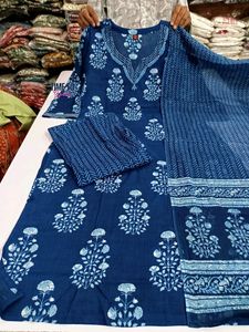 Bohemian Blue Block Print Kurta Set