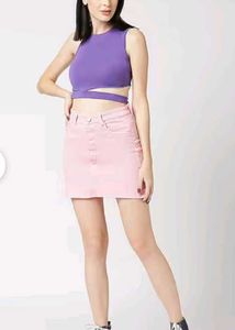 Women's Light Pink Denim Skirt