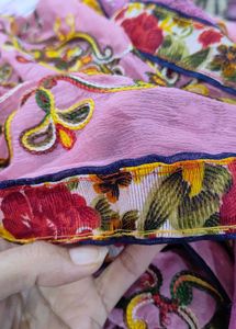 Pink embroidered dupatta