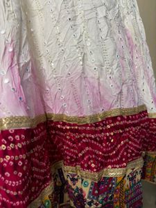 Beautiful White &amp; Pink Ethnic Skirt