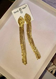 Gold-Tone Rhinestone Statement Drop Earrings | Spa