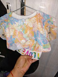 Cute Floral Crop Top with pant  "LOVE" Band
