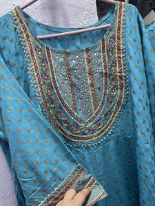 Elegant Blue Embroidered Kurta Set