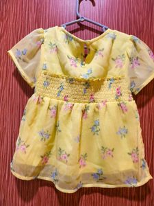 Yellow Floral Smocked Top
