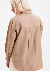 TRENDYOL Oversized Beige Button-Up Shirt By Trendy