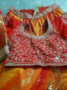 Orange Embroidered Lehenga Set