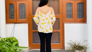 Forever 21 Floral Lace Cold Shoulder Top
