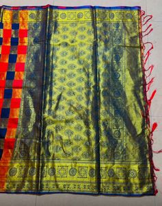 Vibrant Checkered Silk Blend Saree