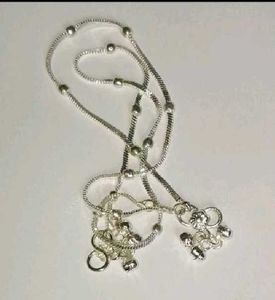 Elegant Silver Anklets with Dangling Charms