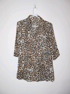 Leopard Print Button-Up Shirt