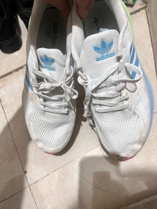 Adidas White & Blue Sneakers