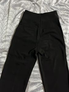 Chic Black Wide-Leg Trousers with Gold Buttons