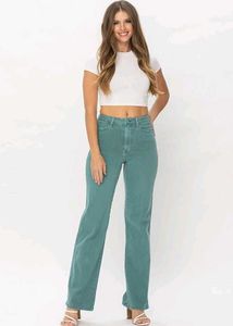 Teal Wide Leg High waisted Jeans