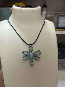 Handmade Beaded Flower Pendant Necklace