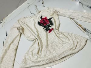 Cream Floral Embroidered Top
