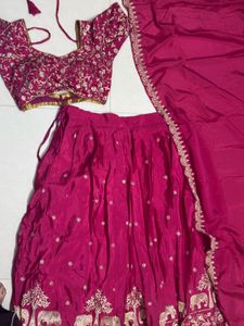 Pink Embroidered Lehenga Choli Set
