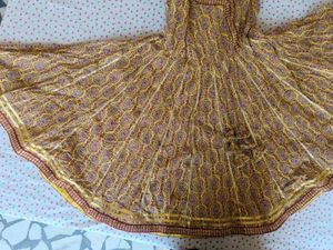 Yellow Printed Anarkali Kurta