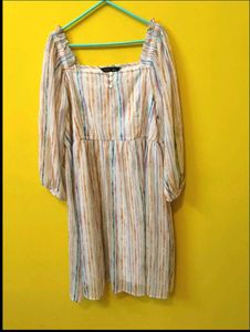 Striped Square Neck Dress
