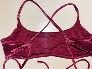 Magenta Velvet Bralette Top Cris Cros Back