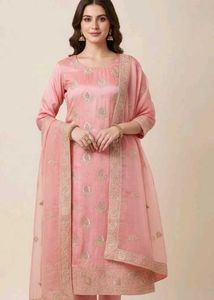 pink embroidered suit