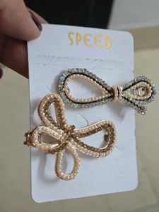 Pearl &amp; Rhinestone Bow Hair Clips (Set of 2)